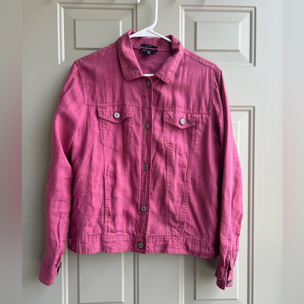 JNY Pink Linen Jacket – Size M – 100% Linen